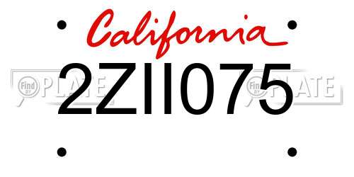 2ZII075 California License Plate