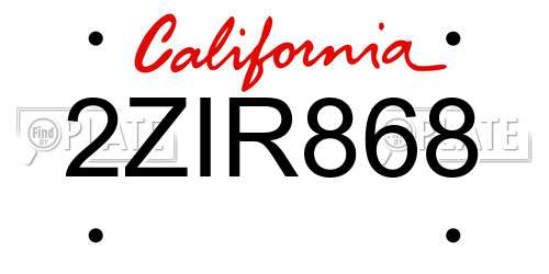 2ZIR868 California License Plate