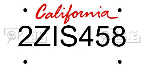 2ZIS458 California License Plate