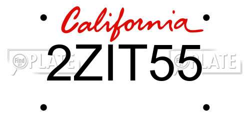 2ZIT55 California License Plate