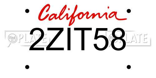 2ZIT58 California License Plate