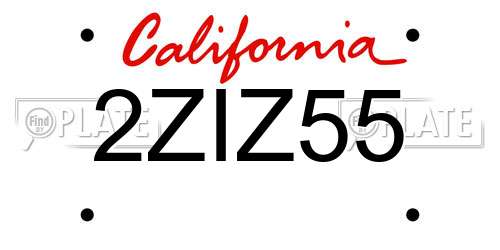 2ZIZ55 California License Plate