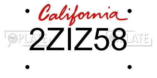 2ZIZ58 California License Plate