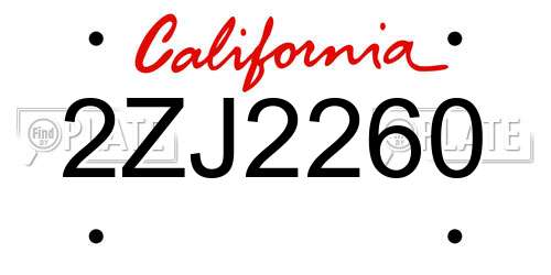 2ZJ2260 California License Plate