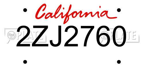 2ZJ2760 California License Plate