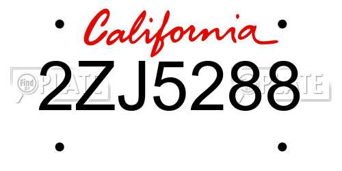 2ZJ5288 California License Plate