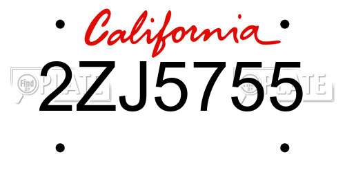 2ZJ5755 California License Plate