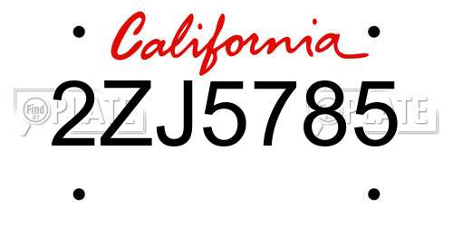2ZJ5785 California License Plate
