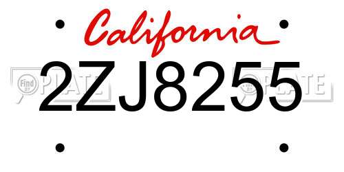 2ZJ8255 California License Plate