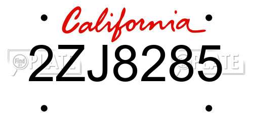 2ZJ8285 California License Plate