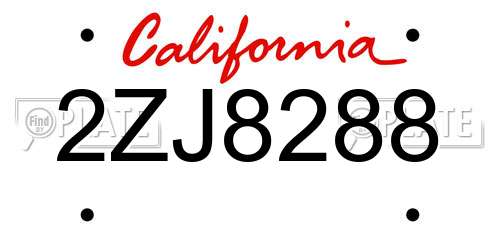 2ZJ8288 California License Plate