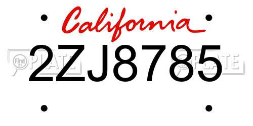 2ZJ8785 California License Plate