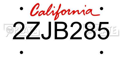 2ZJB285 California License Plate