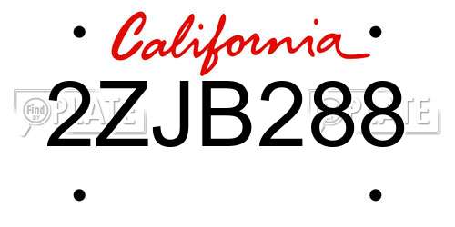 2ZJB288 California License Plate