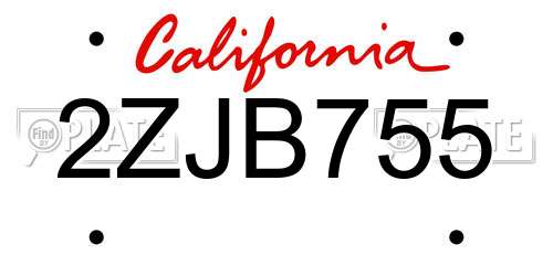 2ZJB755 California License Plate