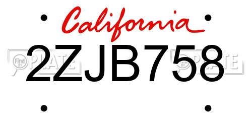 2ZJB758 California License Plate