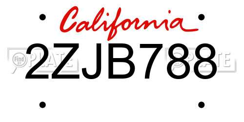 2ZJB788 California License Plate