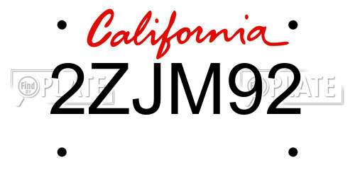 2ZJM92 California License Plate