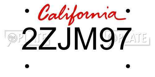 2ZJM97 California License Plate