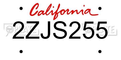 2ZJS255 California License Plate