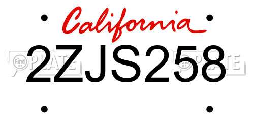 2ZJS258 California License Plate