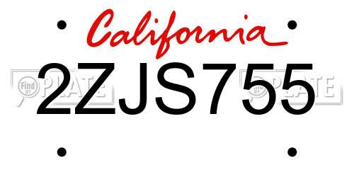 2ZJS755 California License Plate