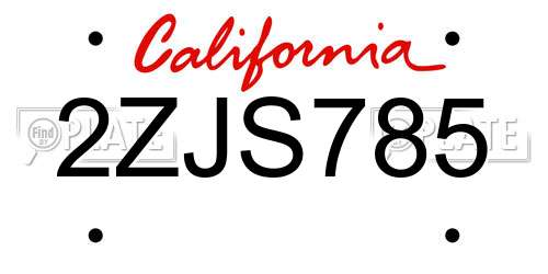 2ZJS785 California License Plate