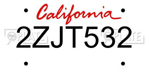 2ZJT532 California License Plate