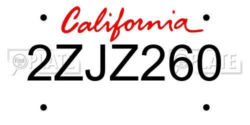 2ZJZ260 California License Plate