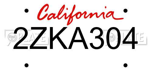 2ZKA304 California License Plate