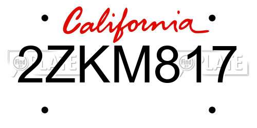 2ZKM817 California License Plate