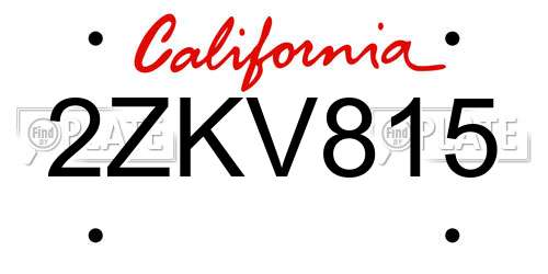 2ZKV815 California License Plate