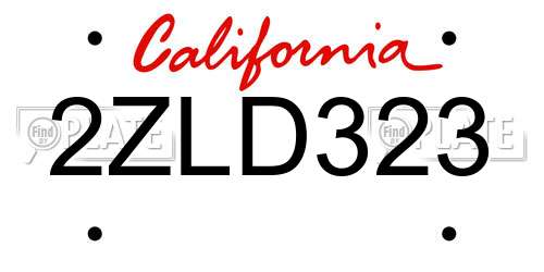 2ZLD323 California License Plate