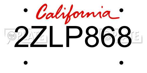 2ZLP868 California License Plate