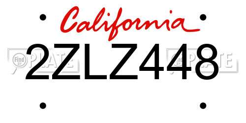 2ZLZ448 California License Plate