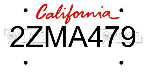 2ZMA479 California License Plate