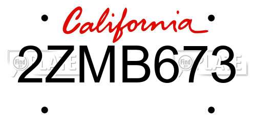 2ZMB673 California License Plate
