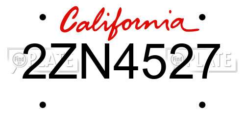 2ZN4527 California License Plate