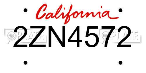 2ZN4572 California License Plate