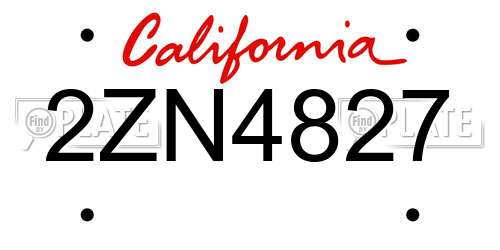 2ZN4827 California License Plate