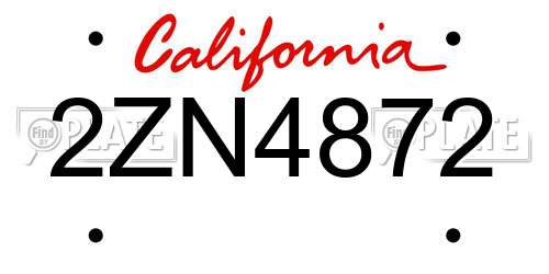 2ZN4872 California License Plate