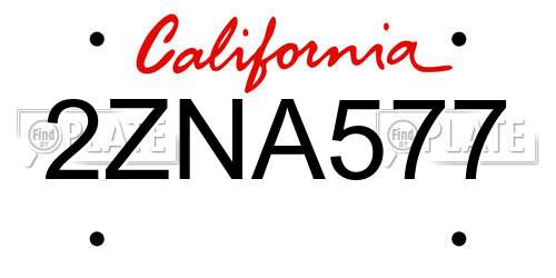 2ZNA577 California License Plate