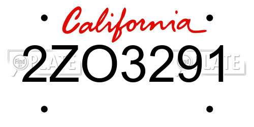 2ZO3291 California License Plate