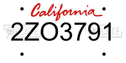 2ZO3791 California License Plate