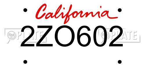 2ZO602 California License Plate