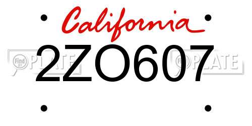 2ZO607 California License Plate