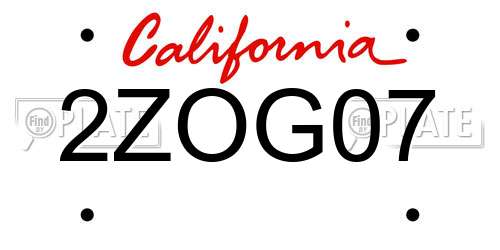 2ZOG07 California License Plate