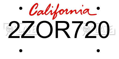 2ZOR720 California License Plate