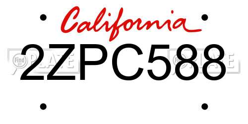 2ZPC588 California License Plate