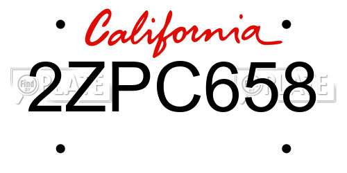 2ZPC658 California License Plate